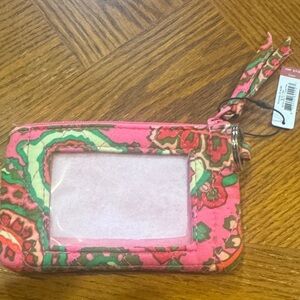 Vera Bradley Pink and Green Floral ID Wallet